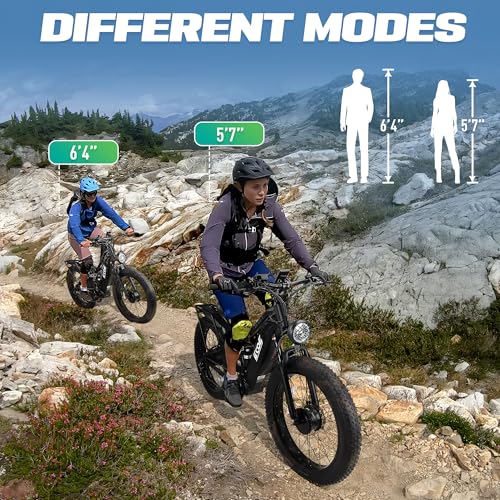 5000W Dual Motor Electric Bike for Adults 52MPH with 60V 32AH Battery, 26x4 Fat Tire All Terrain Ebikes, Full Suspension E Bike, SHM 7-Speed Gear Electric Bicycle(63v) (63V-3-1)
