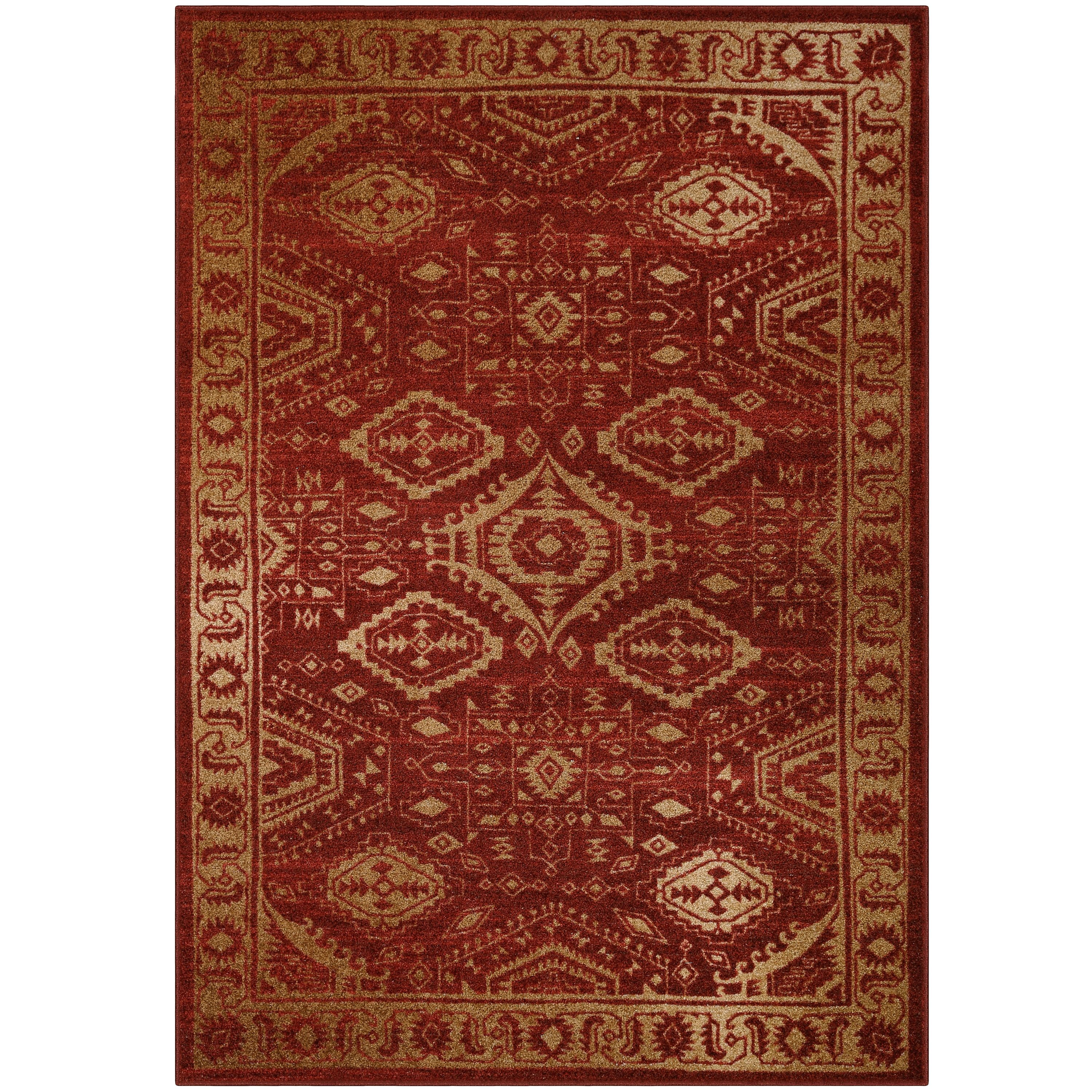 Maples Rugs Global Arya Indoor Living Room Area Rug, Red|Gold, 5' x 7'