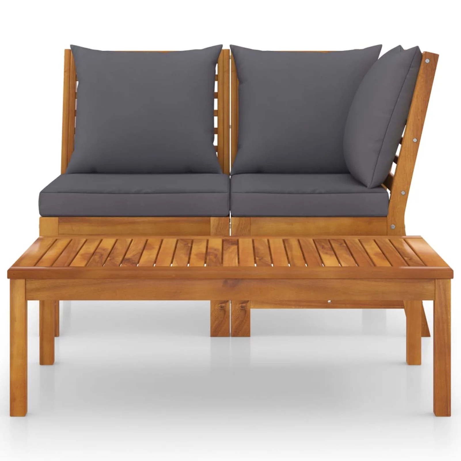 moobody 3 Piece Patio Lounge Set with Cushions Middle Sofa, Corner Sofa and Coffee Table Conversation Set Acacia Wood Outdoor Sectional Sofa Set for Garden, Balcony, Yard, Lawn, Deck