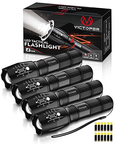 Victoper LED Flashlight 2 Pack, Bright 2000 Lumens Tactical Flashlights High Lumens with 5 Modes, Waterproof Zoomable Flash Light for Outdoor, Gifts for Christmas Stocking Camping Essentials Gear