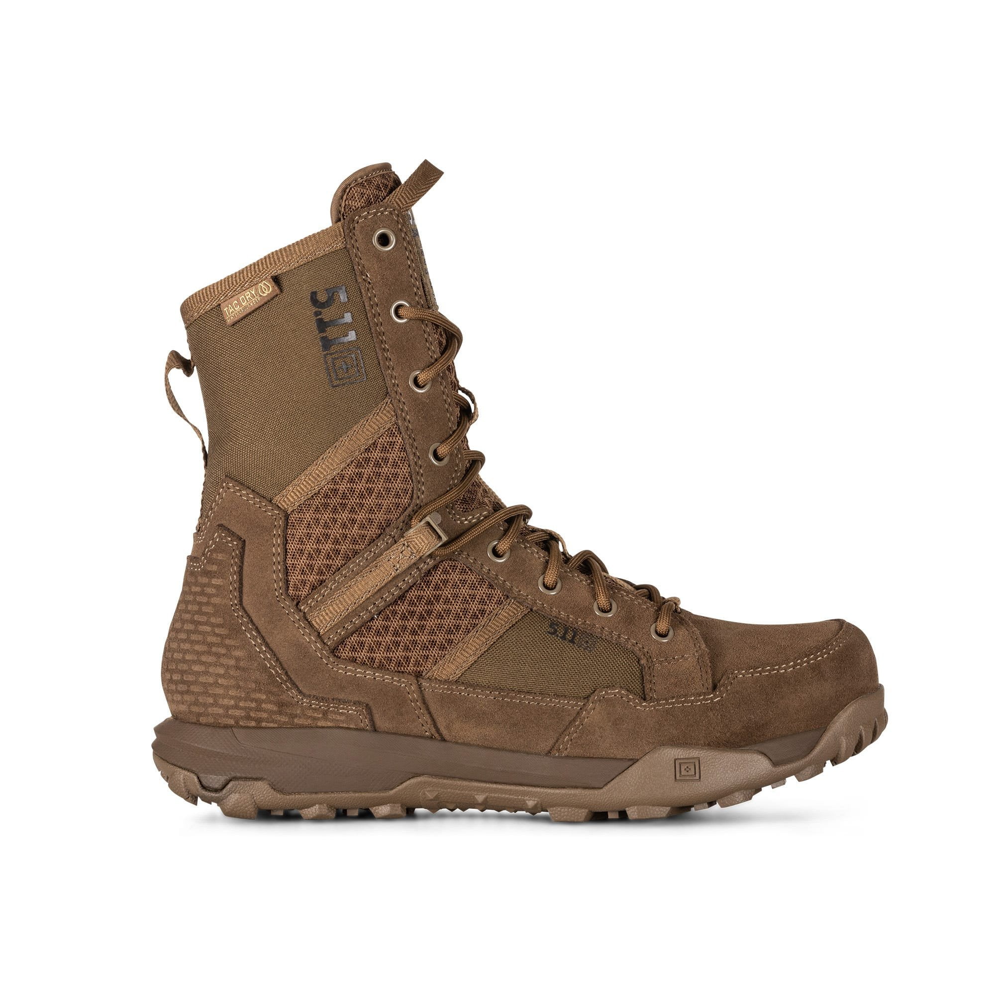 5.11 Work Gear Mens A/T All-Terrain 8 Waterproof Boots, Non-Zip, Slip Resistant, Dark Coyote, 8.5 Regular, Style 12445