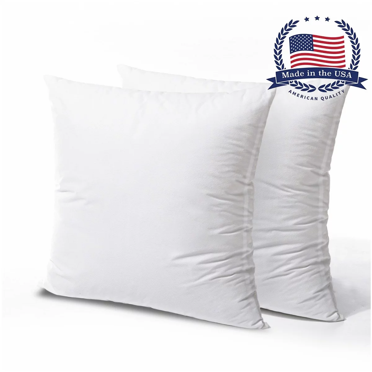 Phantoscope Throw Pillow Inserts, Hypoallergenic Square Form Decorative for Couch Bed Inserts, Made in USA, 2 Pack, 20 x 20 inches