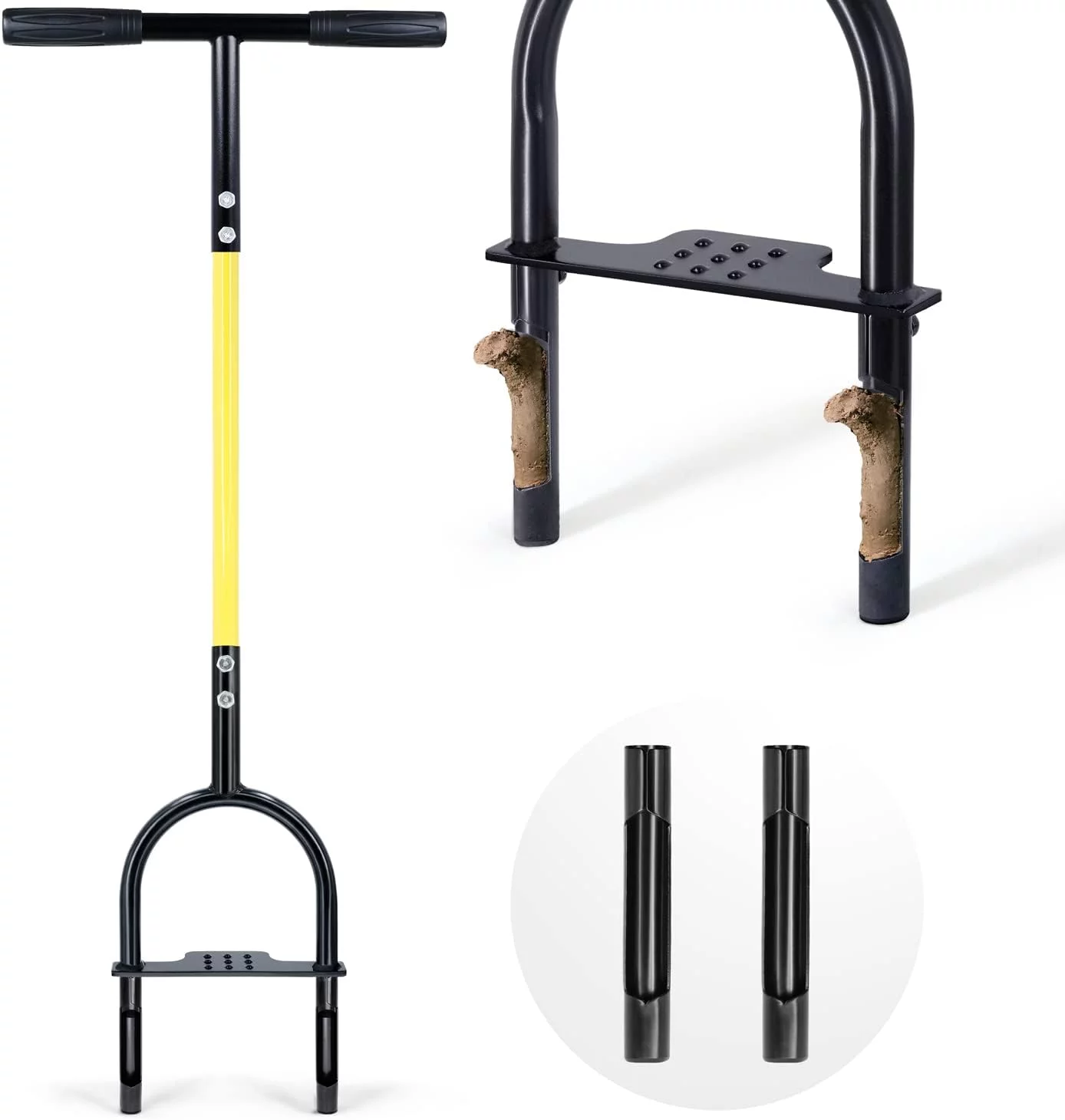 Jardineer Lawn Core Aerator, Plug Aerator Lawn Tool with Spare Tines, Yard Aerator with Non-Clog Slot, Manual Lawn Aerator Tool for Compact Lawn Soil