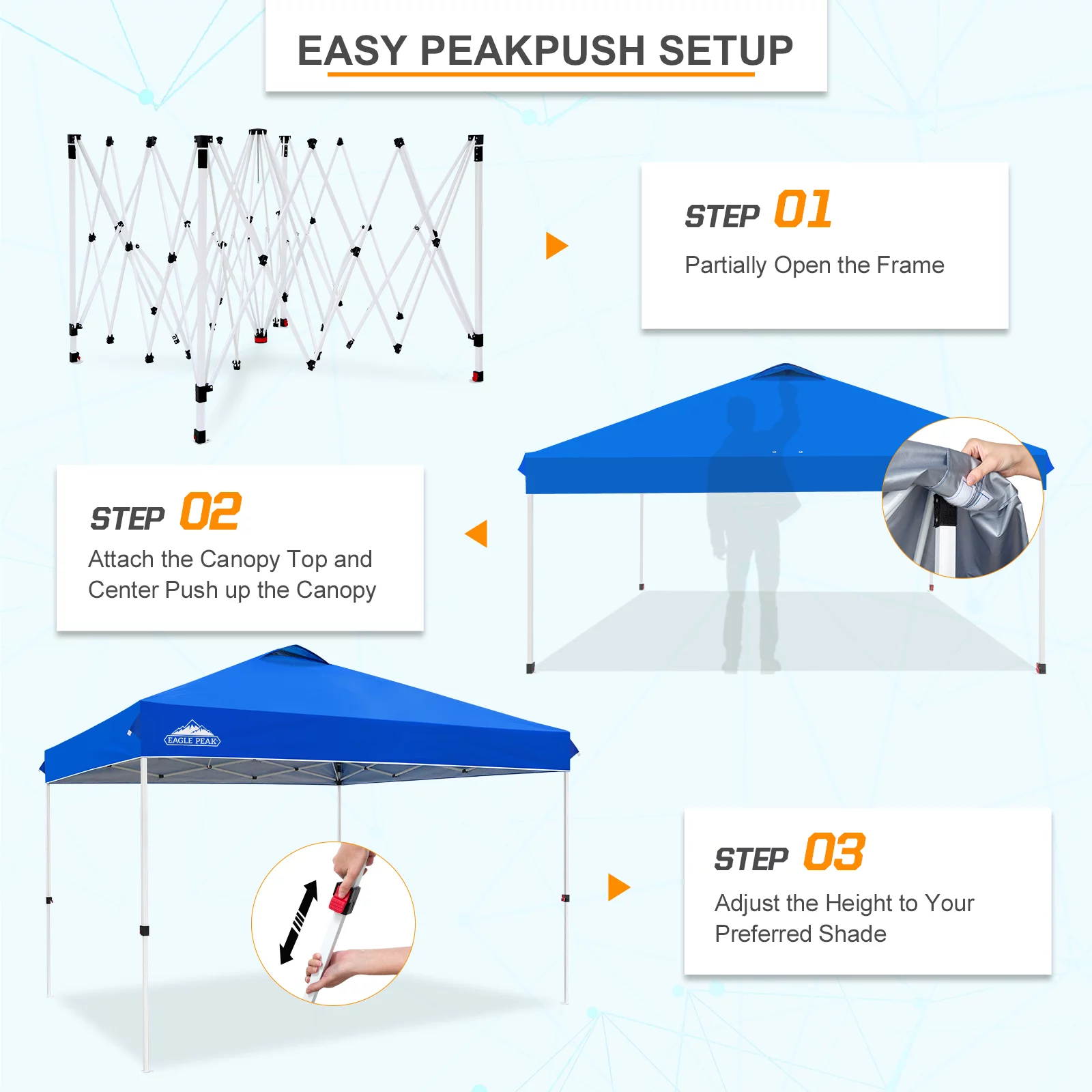 EAGLE PEAK 12 x 12 Pop Up Canopy Tent Instant Outdoor Canopy Easy Set-up Straight Leg Folding Shelter