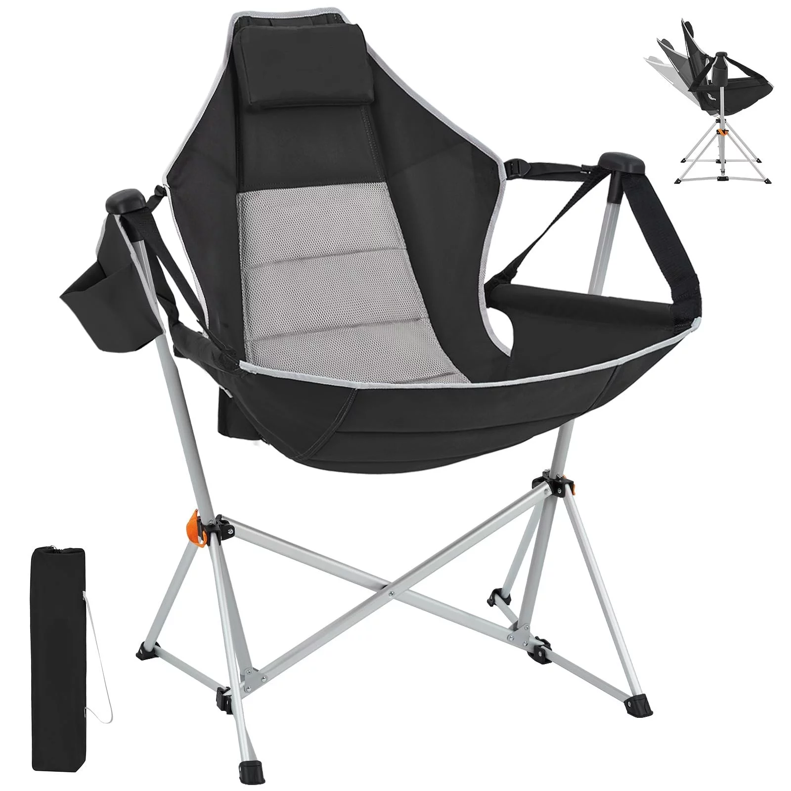 RUNACC Rocking Camping Chairs Adult with Wide Seat Portable Hammock Camping Chair, 265 lbs Capacity, Heavy Duty Compact Outdoor Folding Rocker Chair for Camping Hiking Gardening Travel Beach Picnic