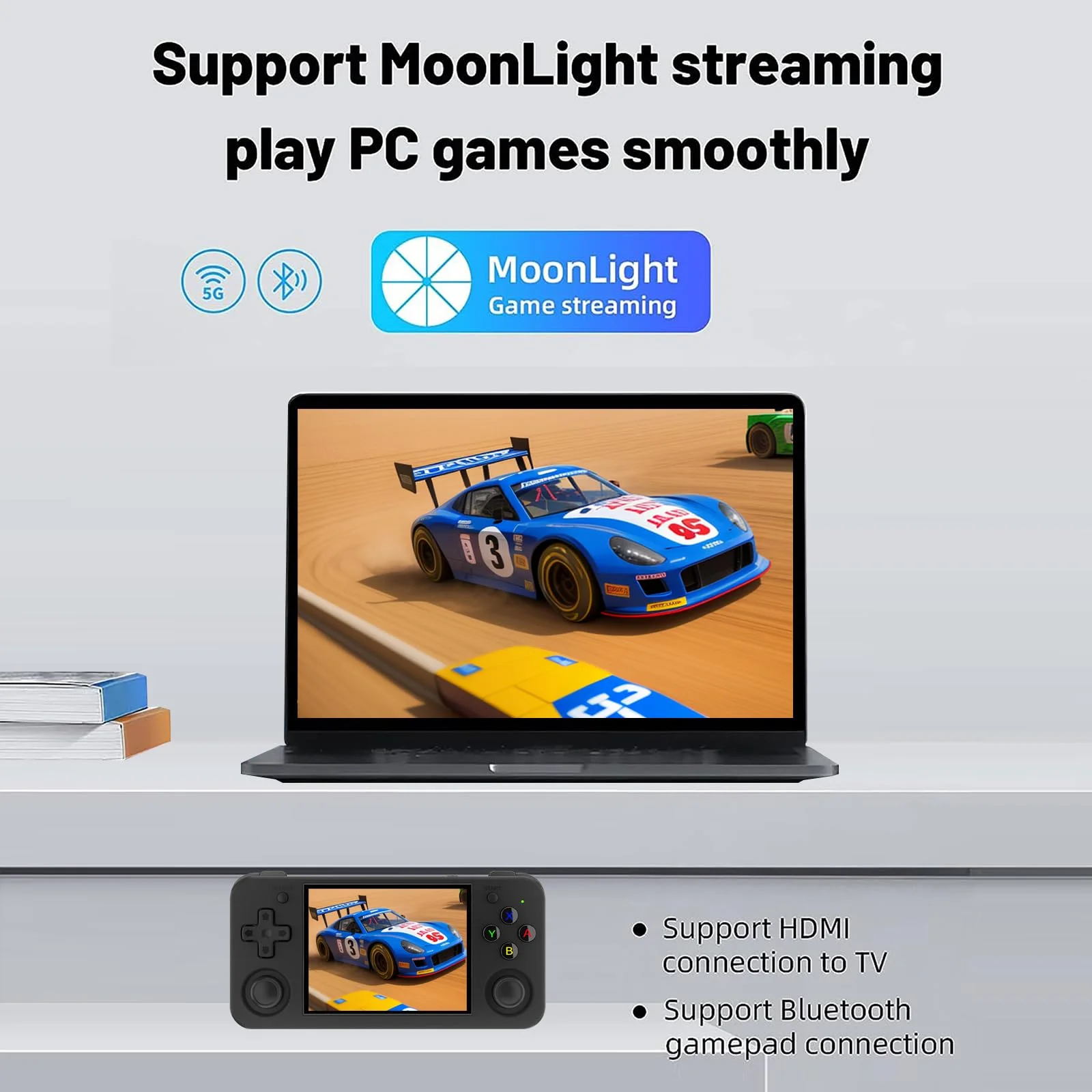 RG35XX H,  Retro Handheld Gaming Console with 64GTF Card, Dual Joystick Design 3.5-inch HD Screen Lasts up to 8 Hours High-Capacity Battery for Better Experience (Purple 64G)