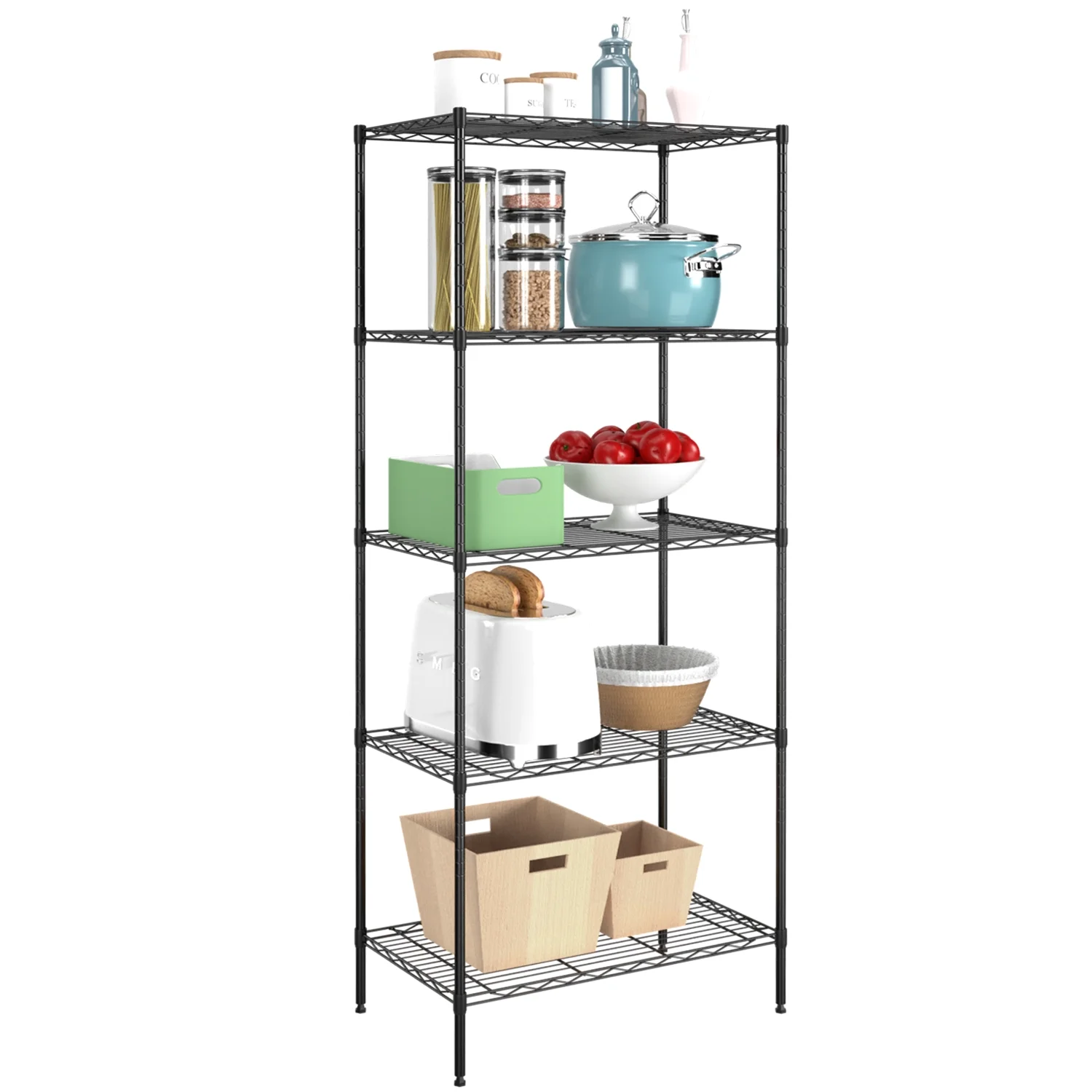 PayLessHere 5-Shelf Adjustable Wire Shelving Unit Metal Shelf Layer Rack Strong Steel Organizer Wire Rack 24