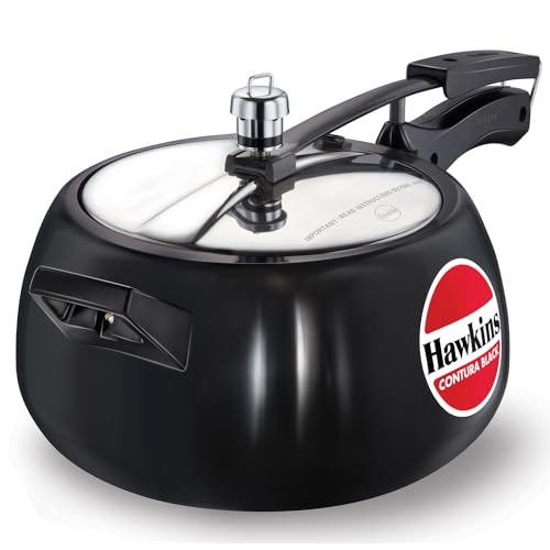 Hawkins 3 Litre Contura Black Pressure Cooker, Hard Anodised Inner Lid Cooker, Handi Cooker, Black (CB30)