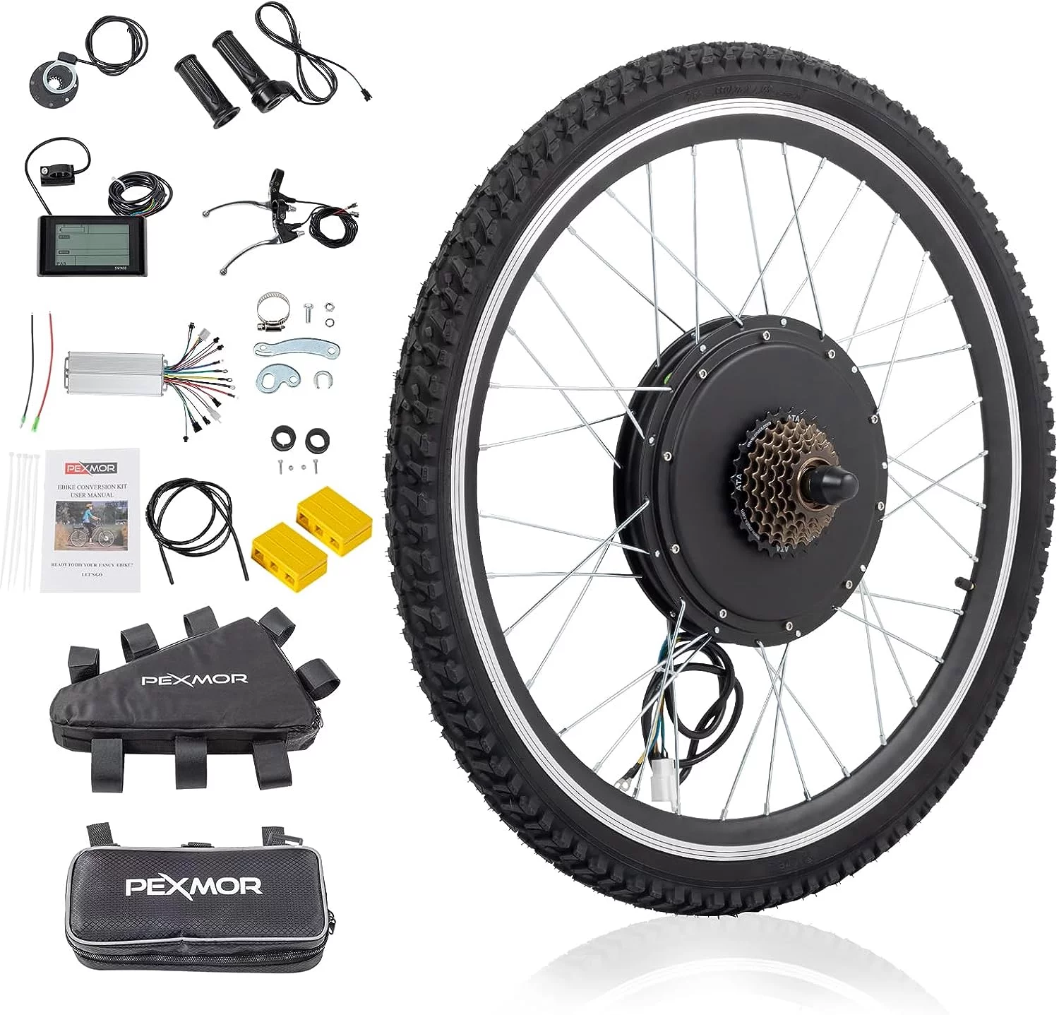 PEXMOR Electric Bike Conversion Kit, 48V 1500W/1200W/1000W 26