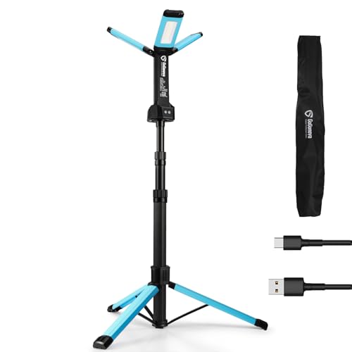 Rechargeable Work Light with Stand, GoGonova Cordless Work Light with Triple LED Lamps, 8AH Battery, 700/1200/2200 Lumen, 4000/6500K Dimmable Led Work Light Kit