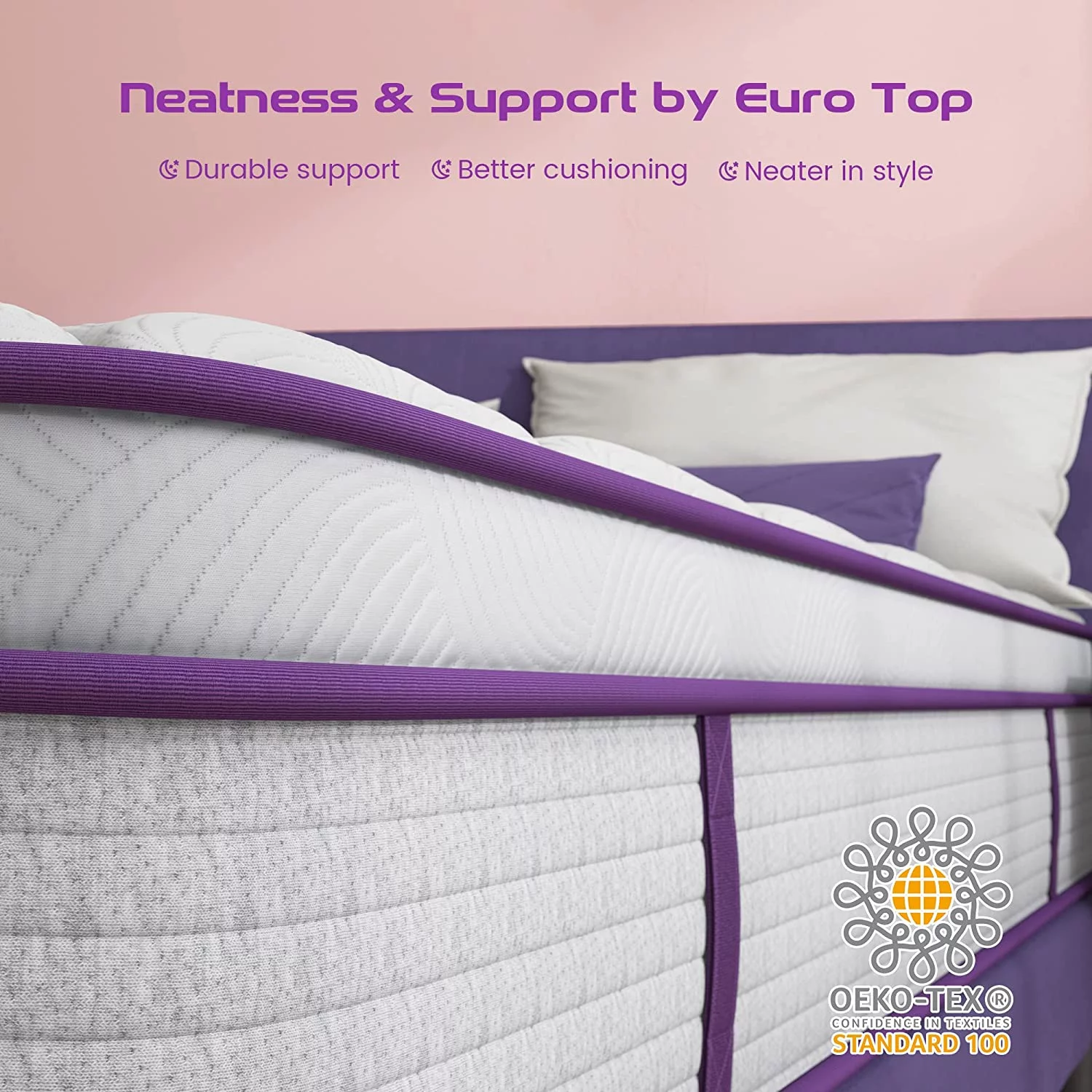 Sersper Queen Size Hybrid Mattress, 10 inch Memory Foam Euro Top Mattress, 5-Zone Support for Back Pain, Medium Firm