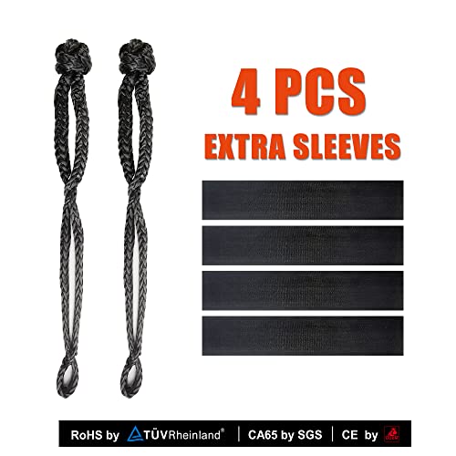 TOUGH 2 Pcs Synthetic Soft Shackle 1/2 Inch x 22 Inch (55,000lbs Breaking Strength) Rope Shackle with Extra 2 Sleeves for Sailing SUV ATV Truck Jeep Off Road Recovery (Gray 2-Pack, 1/2