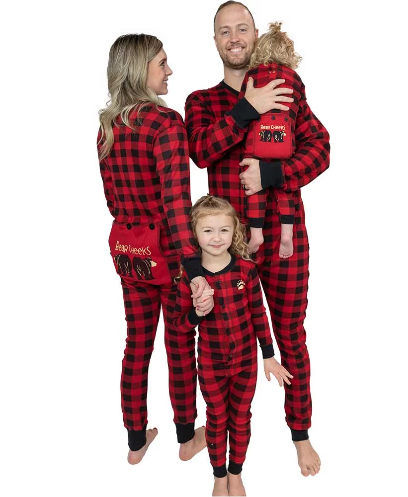 LazyOne Flapjacks, Matching Pajamas for the Dog, Baby & Kids, Teens, and Adults (Plaid Bear Cheeks, LARGE)