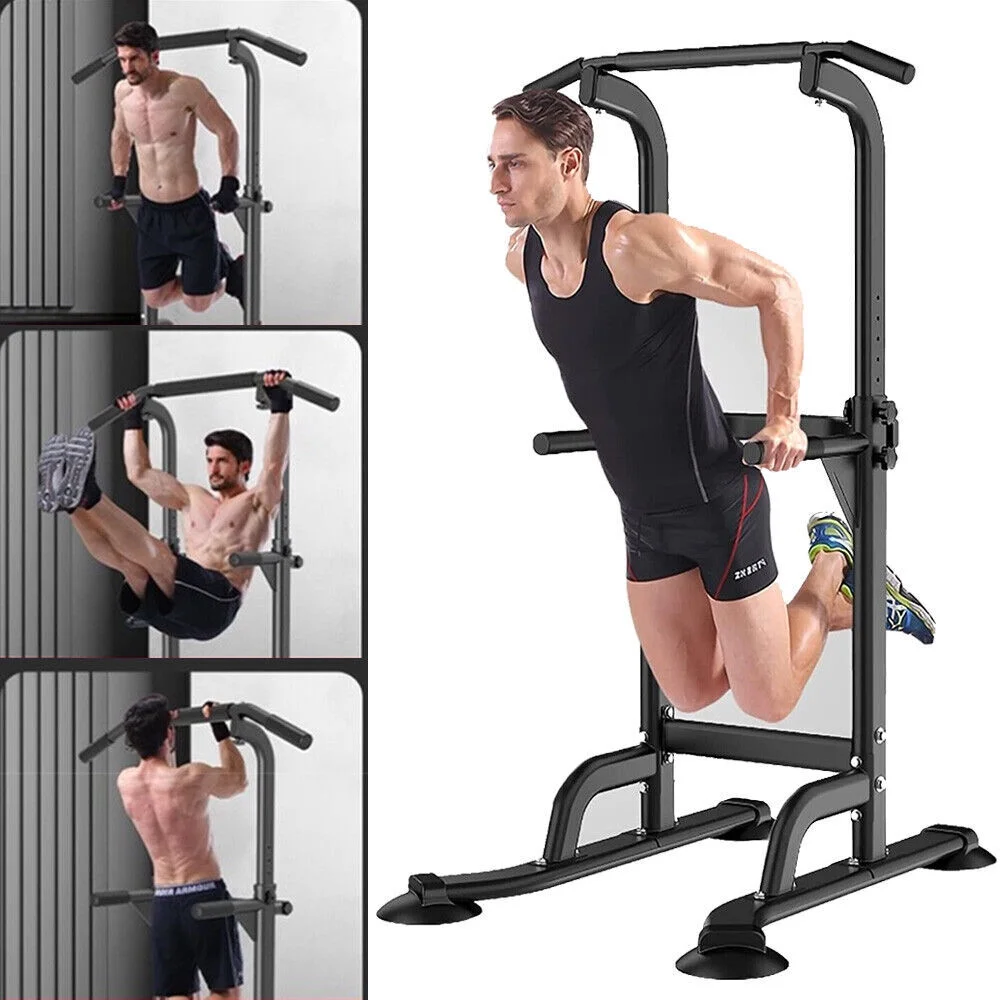 TASHHAR Power Tower Dip Station MultiFunction Adjustable Height Pull Up Bar Station for Home Gym Strength Training Fitness Workout Equipment