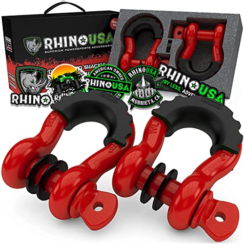 Rhino USA D Ring Shackles (2-Pack) - 41,850lb Break Strength – Heavy Duty 3/4