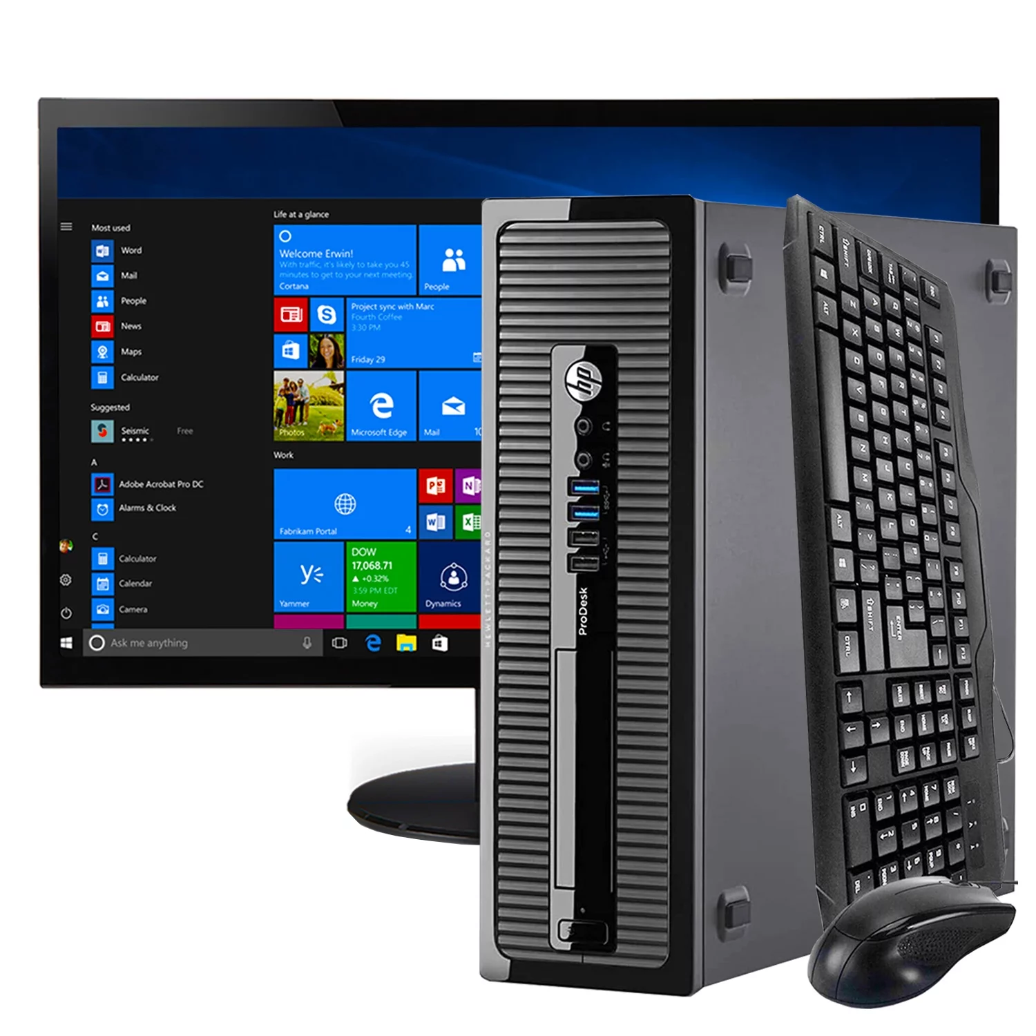 HP ProDesk 400 G1 SF Dual Core 3.4Ghz 8GB 2TB Windows 10 PRO Desktop Computer PC & 24