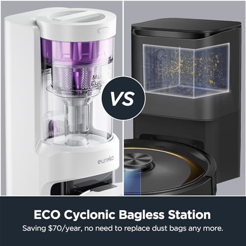 Eureka Robot Vacuum with Bagless Self Emptying Station, 2 in 1 Robotic Vacuum and Mop Combo, 60-Day Capacity, 4000Pa Suction, Auto Lifting Mop, LiDAR Navigation,NER E10s