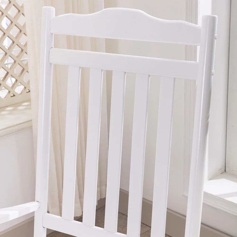 BplusZ Paint Wood Rocking Chair Porch Rocker Outdoor, White