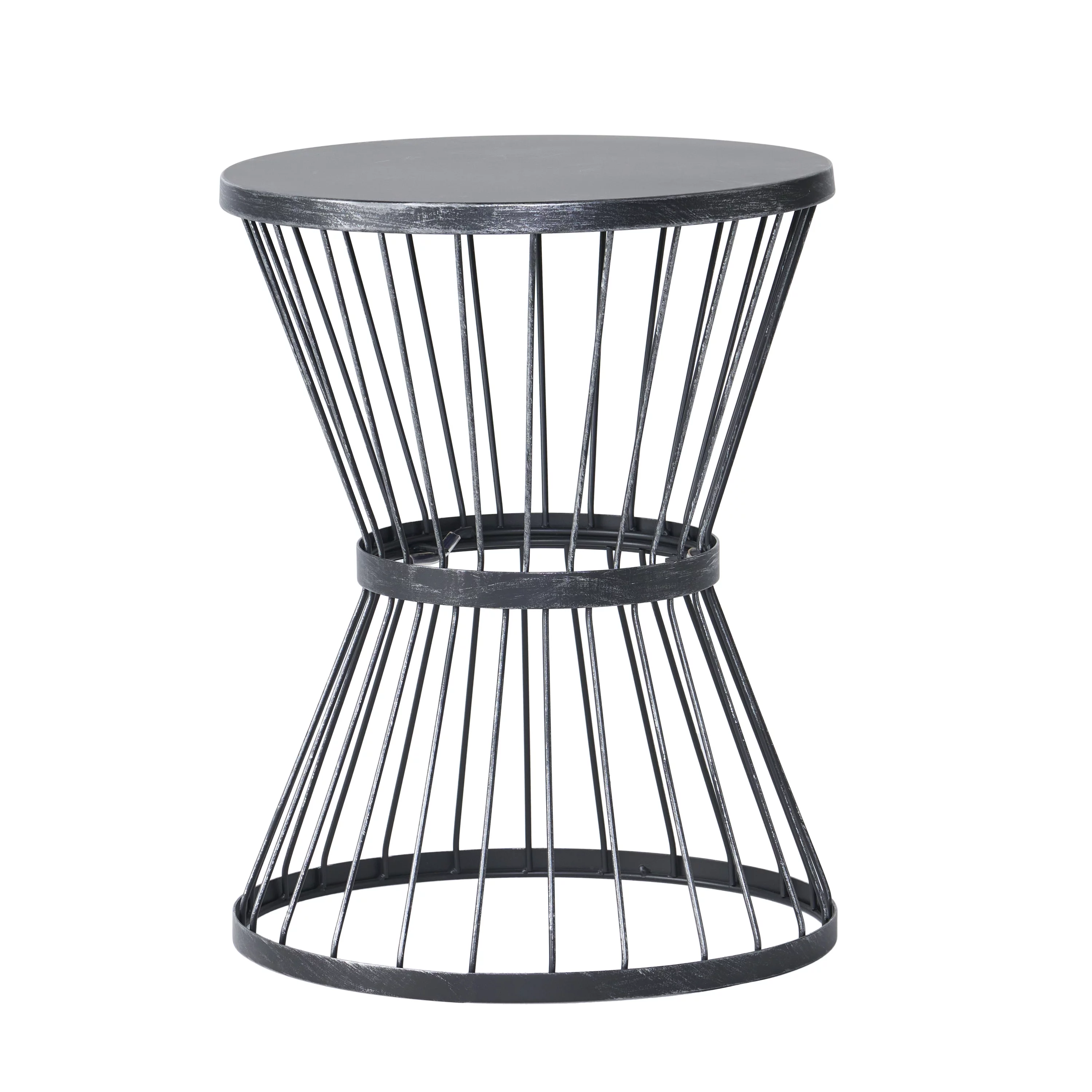 Noble House Lassen Outdoor Metal 16 Inch Side Table in Matte Black