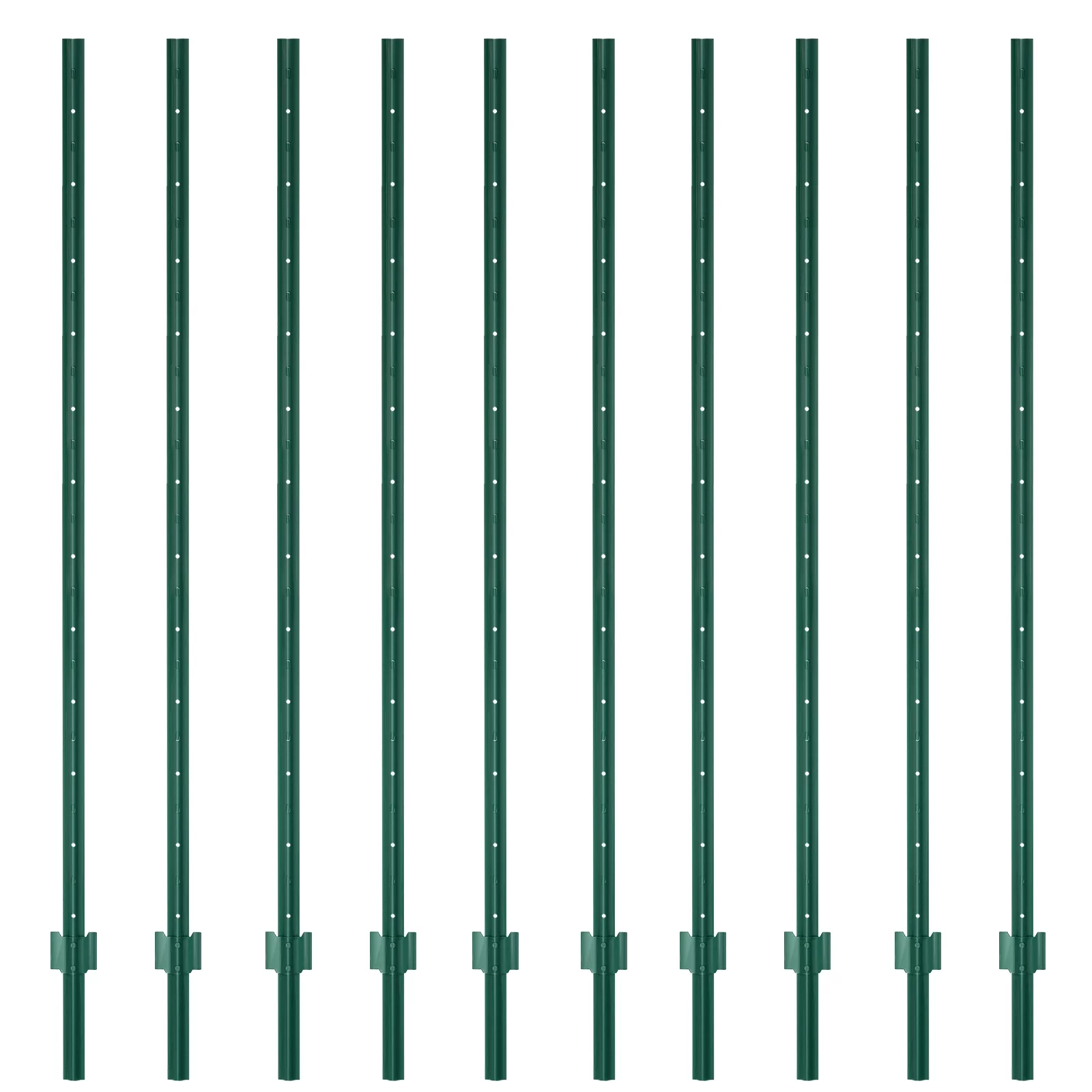Urban Deco 7feet Metal Fence Post, Heavy Duty Garden Fence U Post for Holding Wire Fence,Green-PACK OF 10