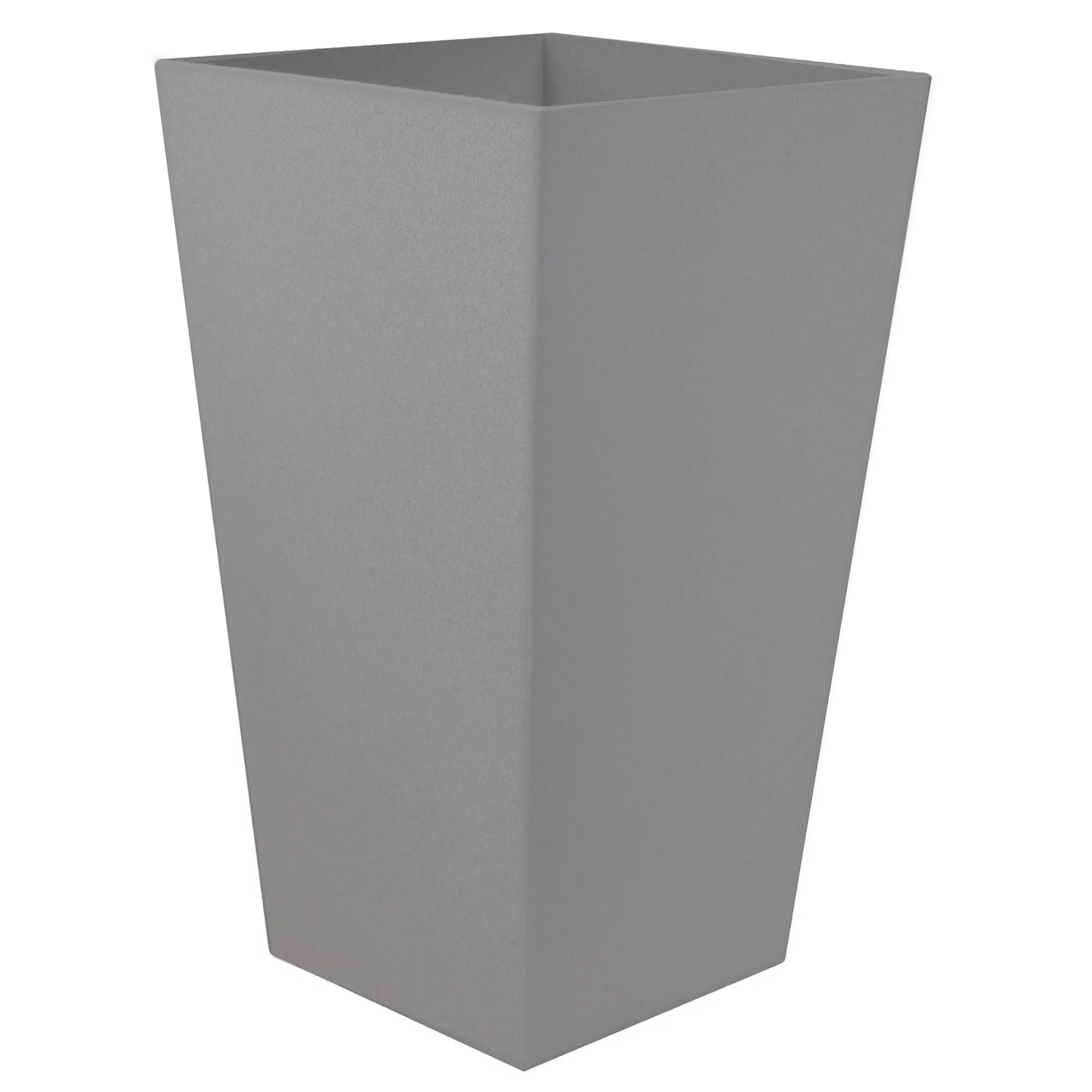 Bloem 20-in Tall Finley Tapered Square Planter - Cement Color - Matte Textured Finish, 100% Recycled Plastic Vertical Pot, for Indoor and Outdoor Use