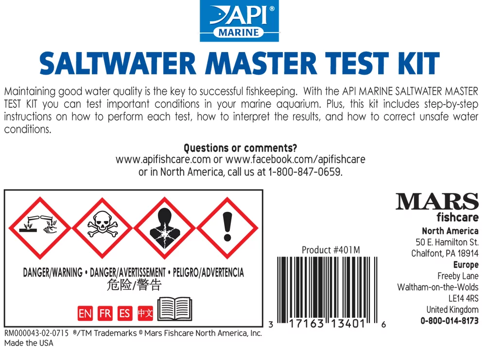 API Saltwater Master Test Kit, Aquarium Water Test Kit, 550 Tests