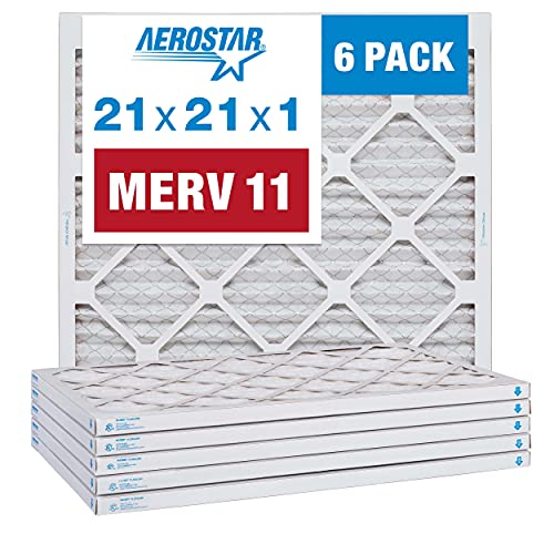 Aerostar 16x20x1 MERV 11 Pleated Air Filter, AC Furnace Air Filter, 6 Pack (Actual Size: 15 3/4