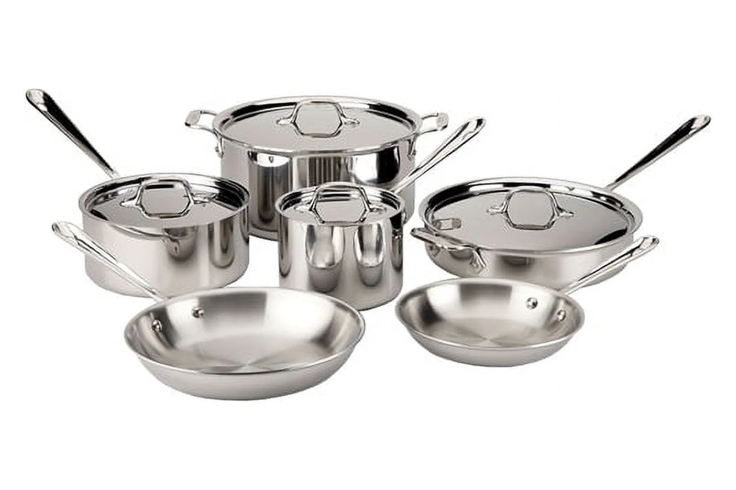 All-Clad D3 Stainless 3-ply Bonded Cookware Set, 10 piece Set