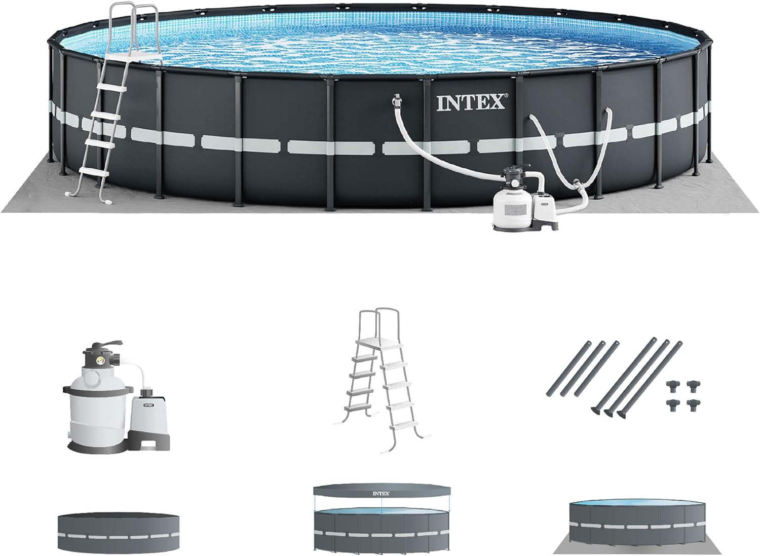 INTEX 26339EH Ultra XTR Deluxe Above Ground Swimming Pool Set: 24ft x 52in – Includes 2800 GPH Cartridge Sand Filter Pump – SuperTough Puncture Resistant – Rust Resistant – Easy to Assemble