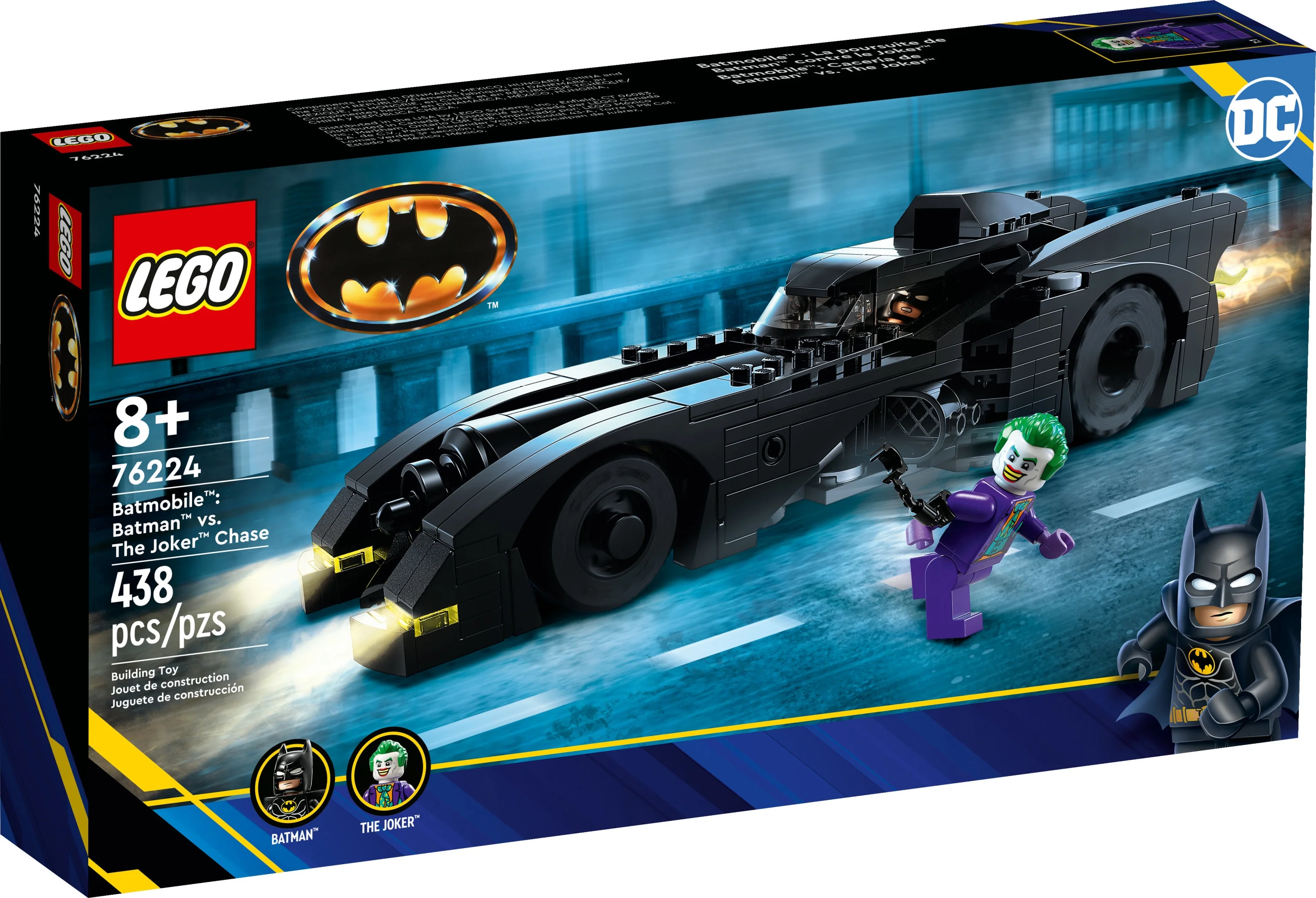 LEGO DC Batmobile: Batman vs. The Joker Chase 76224 Building Toy Set, this DC Super Hero Toy Features Batman's Iconic Vehicle with Weapons and a Minifigure Compatible Cockpit, DC Gift for 8 Year Olds