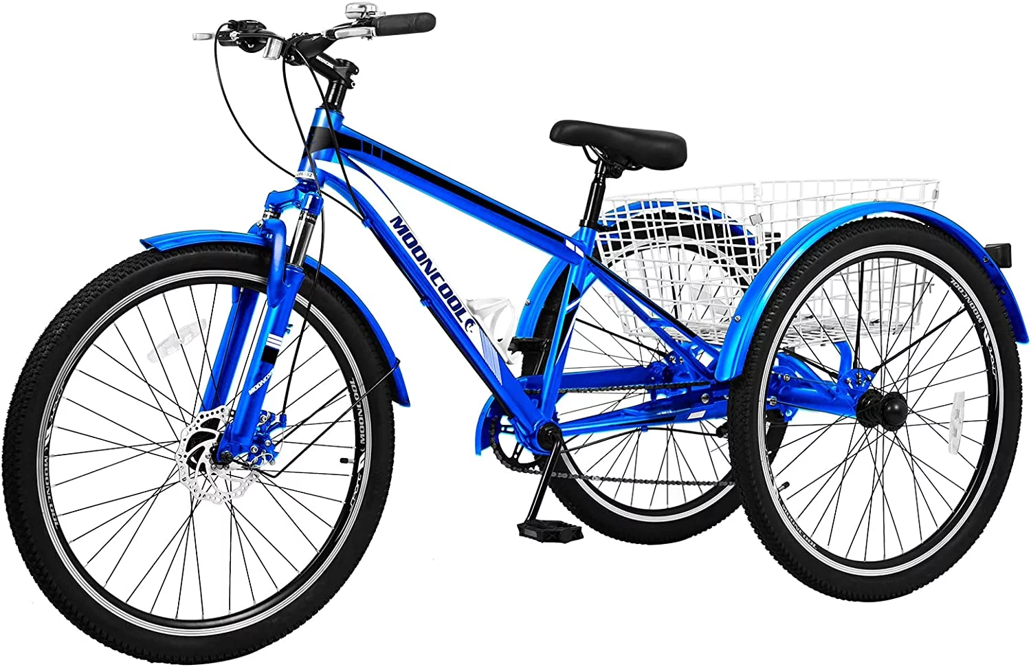 ABORON Mountain Tricycle for Adults, 3 Wheeled 7-Speed Mountain Tricycle 24 inch Men's Women's Tricycles Cruiser Bike with Cargo Basket