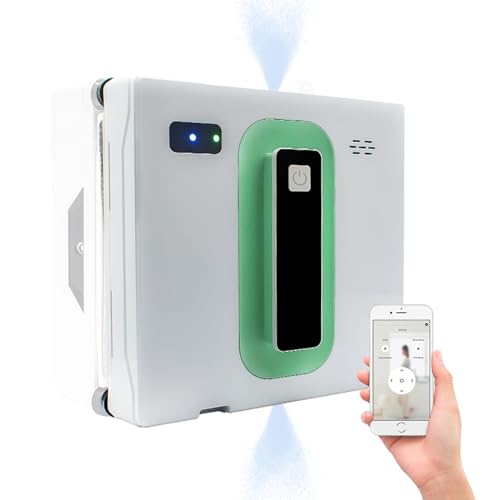 Window Cleaning Robot with Ultra-Thin 5600PA Auto Dual Two-Way Water Jet Model Glass Cleaning Automatic Smart Robot Cleaner Window Vacuum Cleaner Tiles/Class Door Indoor