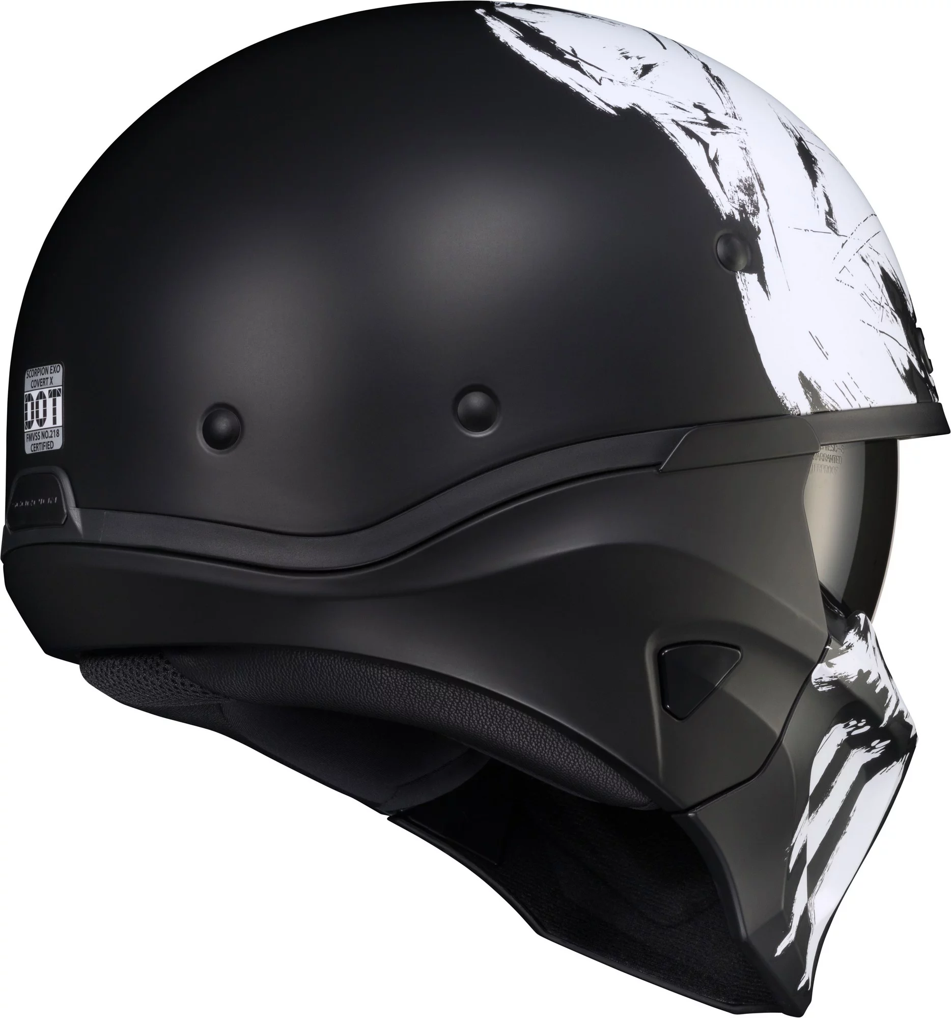 Scorpion Covert X Marauder Open Face Motorcycle Helmet Black/White XL