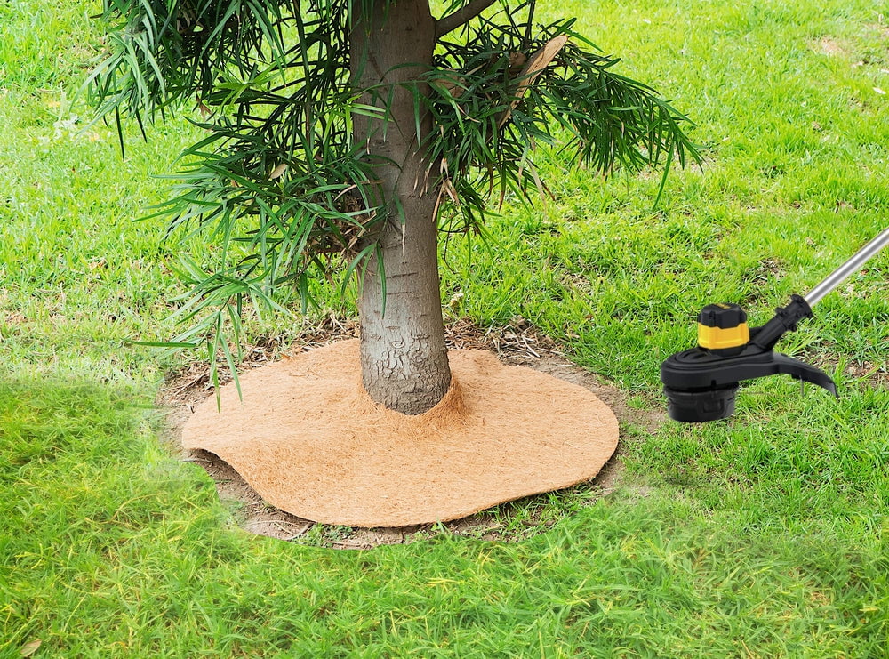 Envelor Coco Coir Tree Ring Mulch Mat Coconut Coir Fiber Tree Weed Barrier Ring Gardening Mulch Rings for Trees Plant Cover Planter Disc Root Protection for Plants Weed Control, 24 Inches, 20 Pack