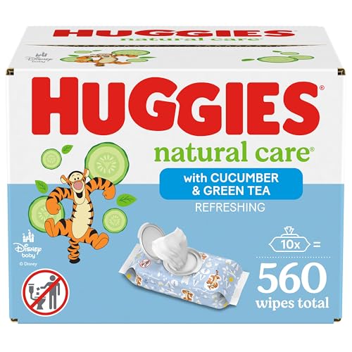 Huggies Natural Care Refreshing Baby Wipes, Hypoallergenic, Scented, 10 Flip-Top Packs (560 Wipes Total), Packaging May Vary