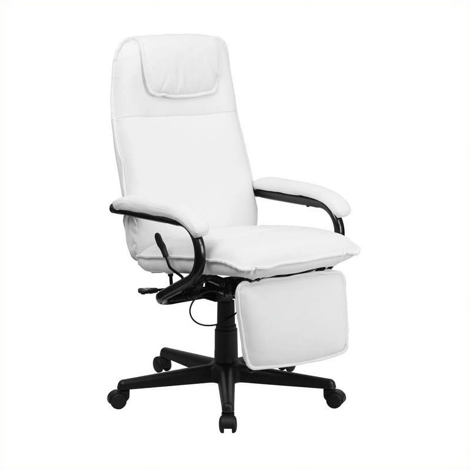 Scranton & Co High Back Leather Reclining Office Chair in White