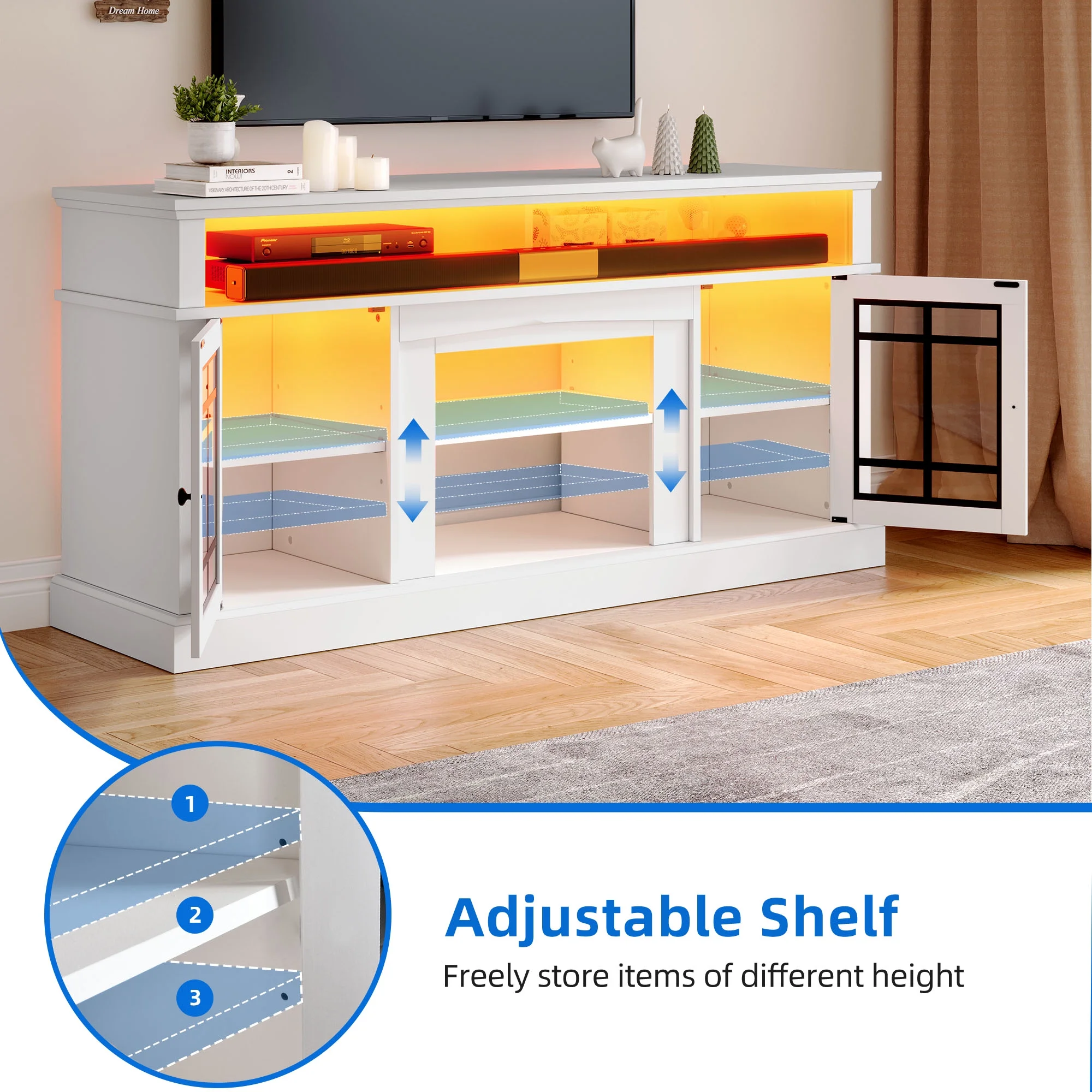 Dextrus LED Fireplace TV Stand for TVs up to 70