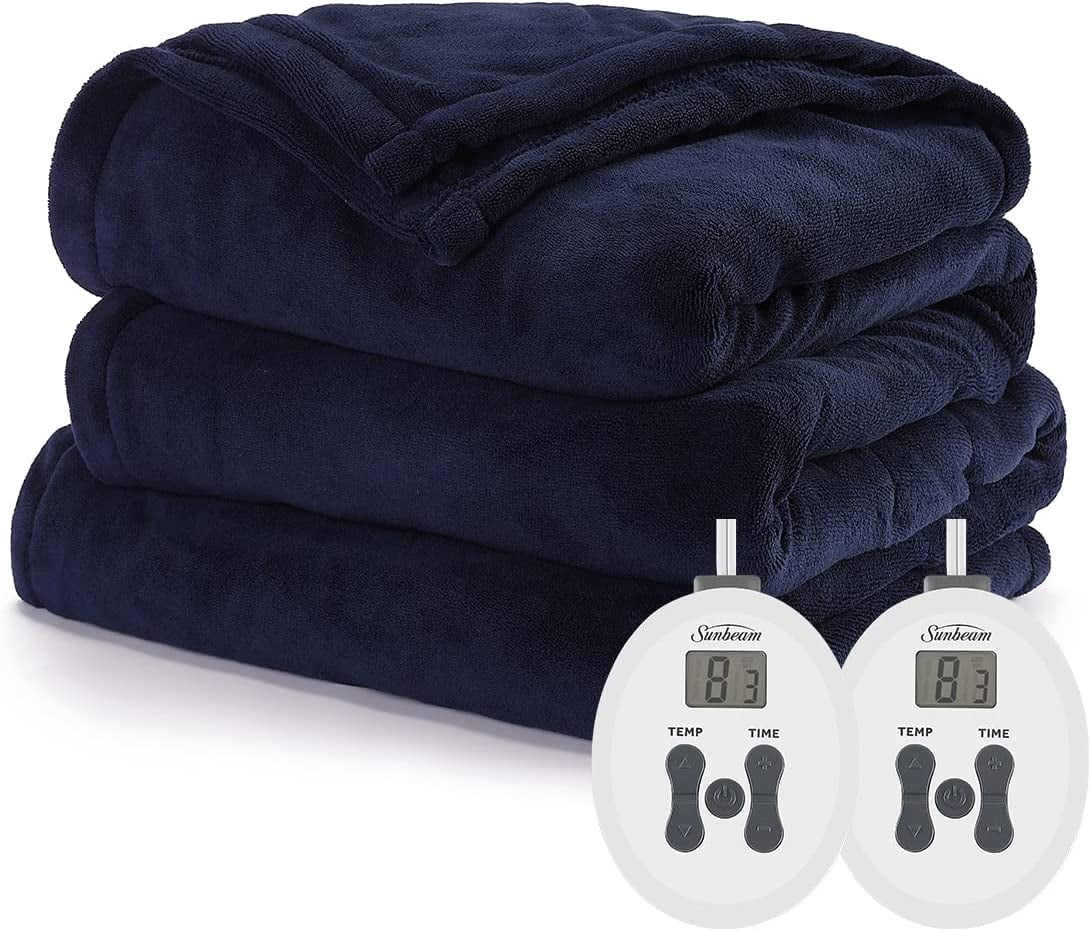 Sunbeam Ultraplush Heated Blanket | 12 Heat Settings - King (Blue)