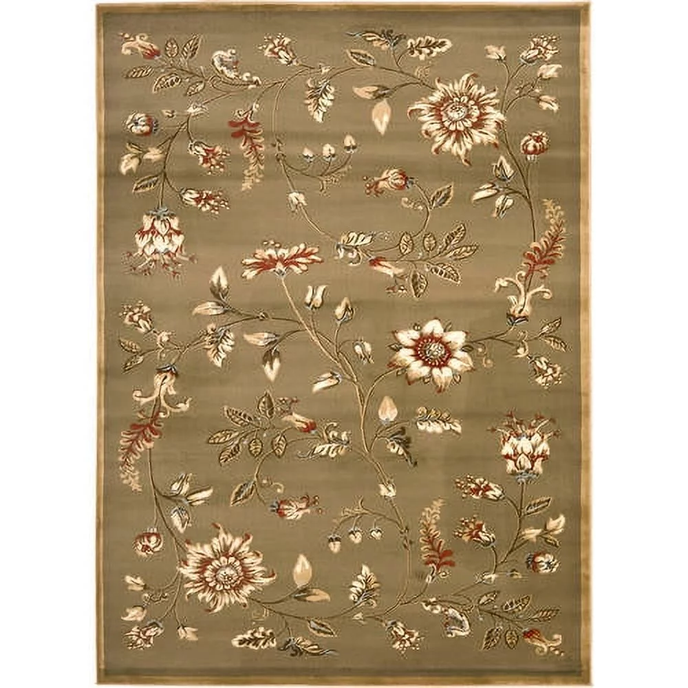 SAFAVIEH Lyndhurst Milo Floral Border Area Rug, Green/Multi, 6'7