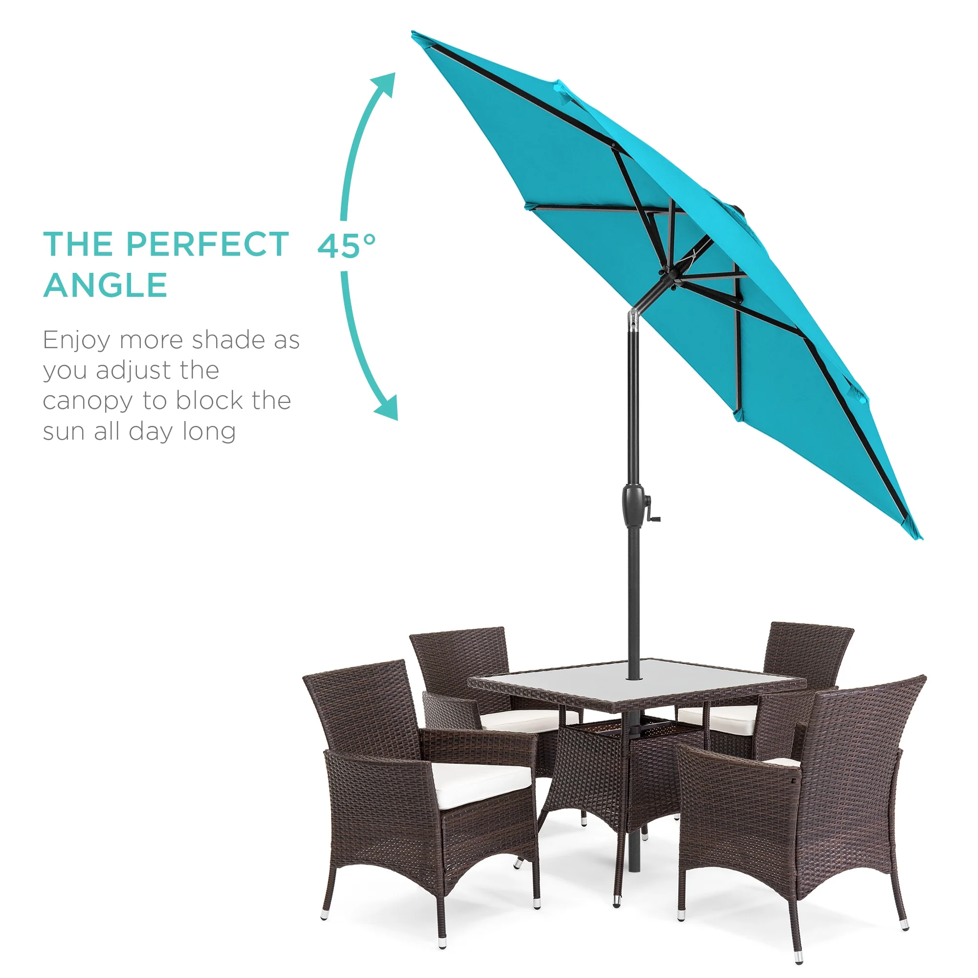 Best Choice Products 7.5ft Heavy-Duty Outdoor Market Patio Umbrella w/ Push Button Tilt, Easy Crank, Sky Blue