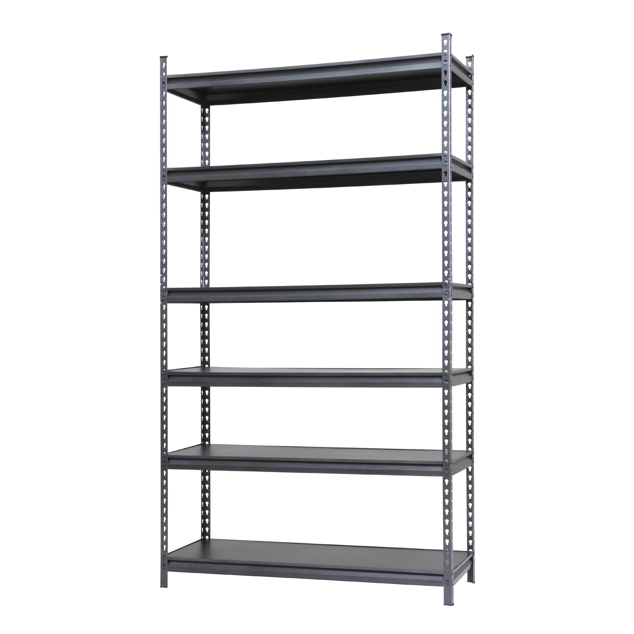Stronghold Garage Gear 6-Shelf Boltless Rack with Wood Decking, Textured Gray, Shelf unit for garage, 600lbs per Shelf