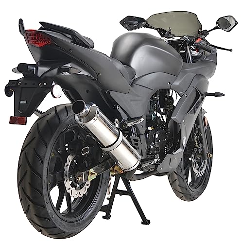 HHH 125cc Motorcycle with Manual Transmission for Adult Youth Bike 125cc Scooter with led Lights and 17 inches Wheels (Black Color)