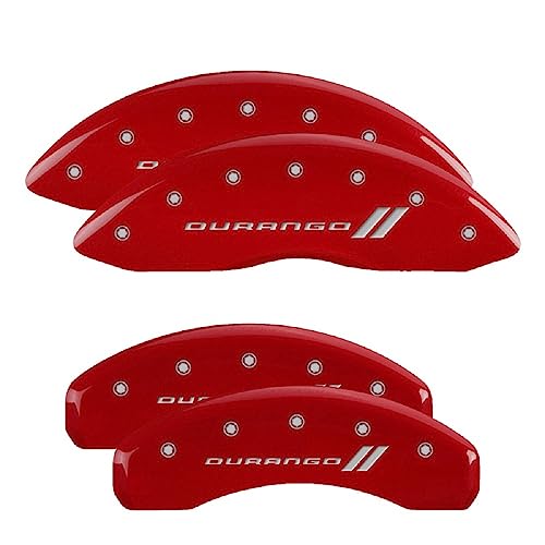 MGP Caliper Covers - Brake Caliper Covers 2011-2023 Dodge Durango (12204s) Front and Rear Set - Durango II Logo - Red