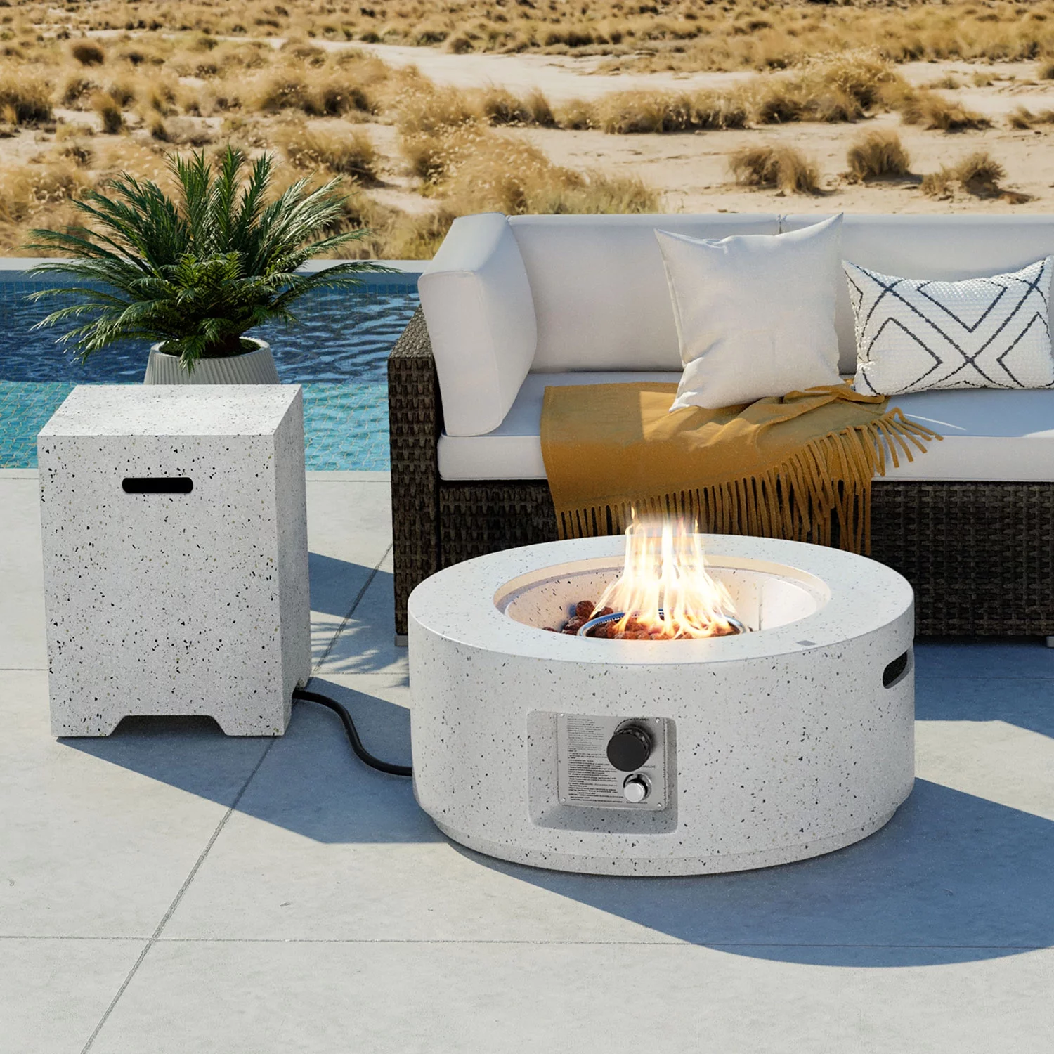 COSIEST 40,000 BTU Outdoor 28-inch Round Propane Fire Pit Table Set