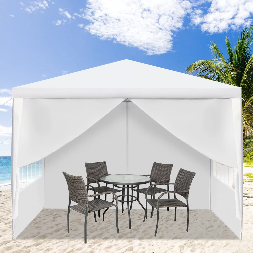 Winado 10' x 10' Canopy Party Wedding Tent White Garden w/4 SideWalls
