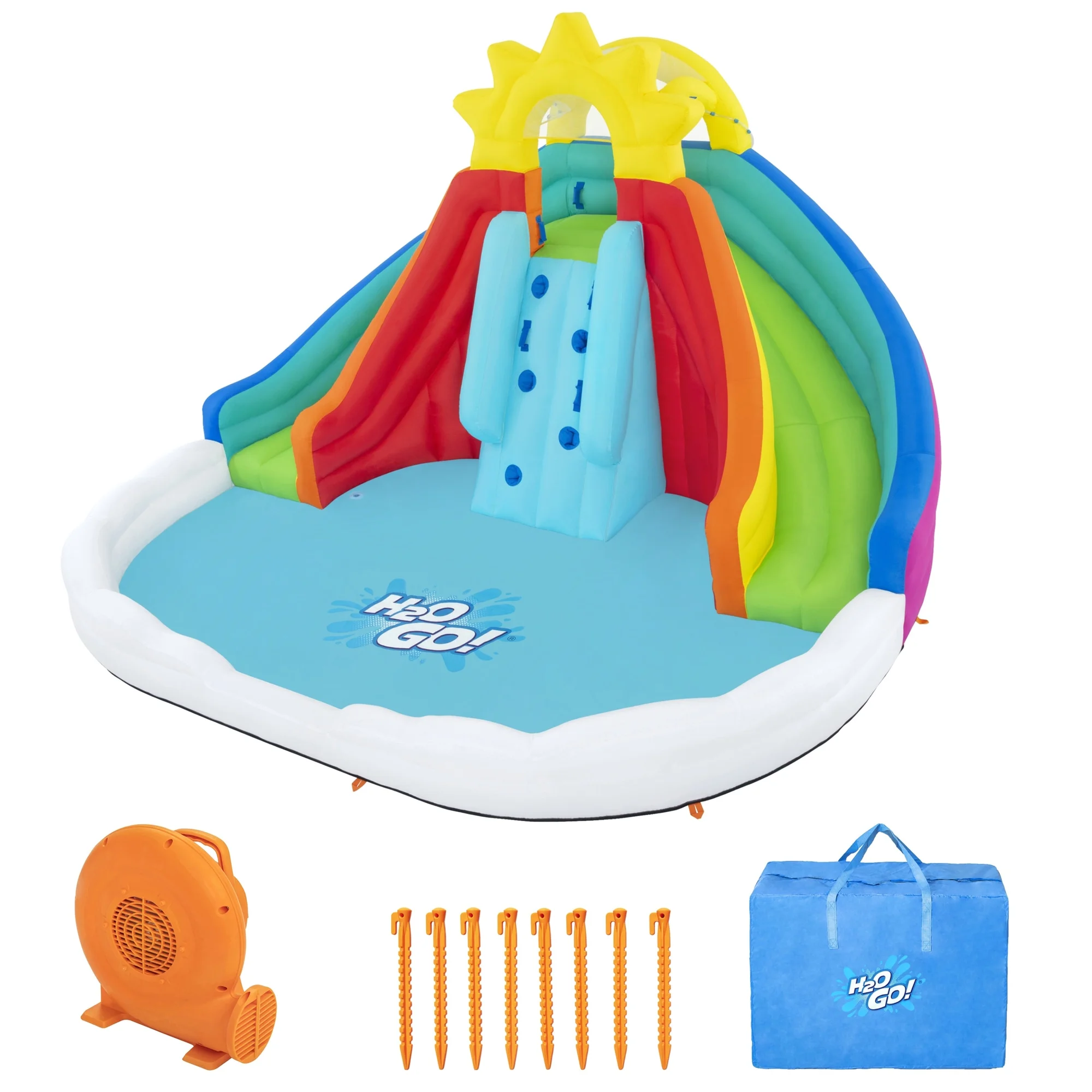 H20GO Let It Rain Inflatable Mega Water Park W/ Extra Large Splash Pool