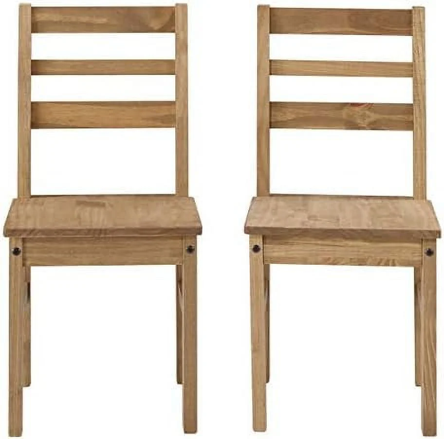 YZboomLife Solid Wood Dining Chair  Set of 2  Farmhouse Armless Kitchen Chair with Ladder Back  Ideal for Living Room  Bathroom  Entryway  Office  Kitchen  Corona Brown