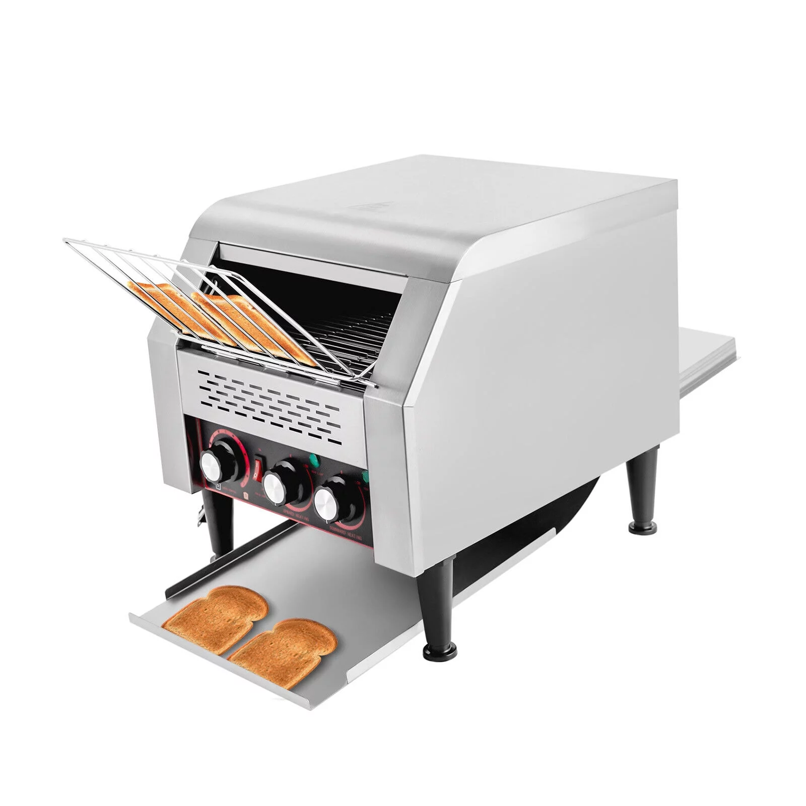 OUKANING 300Slices/H Commercial Conveyor Toaster 2200W Bread Baking Machine 1-7 Levels Adjustable for Bun Bagel Bread Baked Food