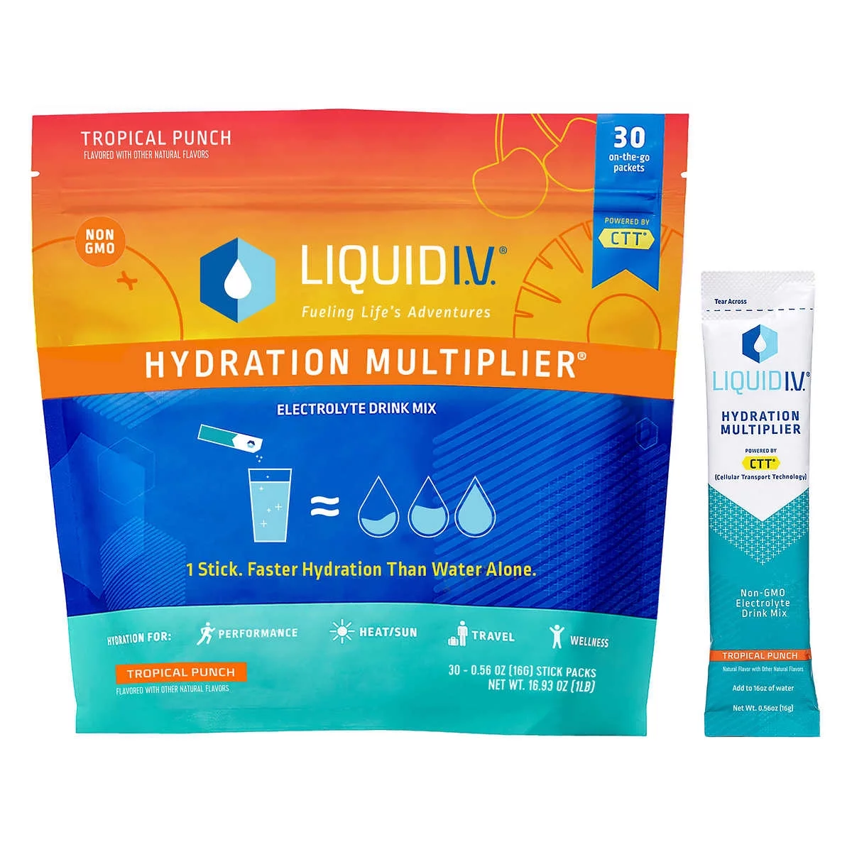 Liquid I.V. Hydration Multiplier, Tropical Punch, 0.56 Ounce (30 Count)
