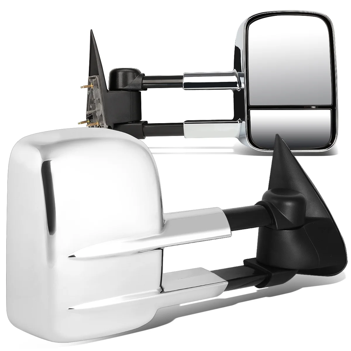 DNA Motoring TWM-001-T222-CH For 1999 to 2006 Silverado / Sierra Pair of Chrome Textured Telescoping Manual Extendable Side Towing Mirrors